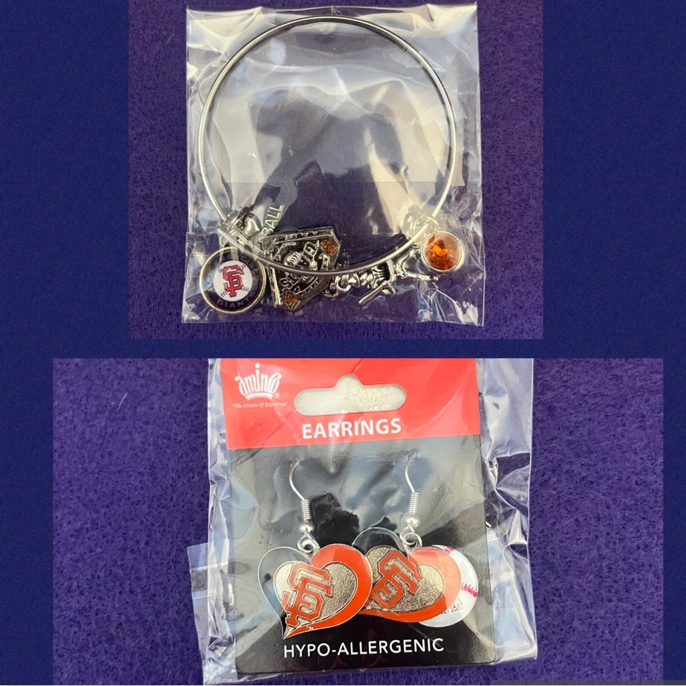 NWT San Francisco Giants earrings & bangle bracelet
